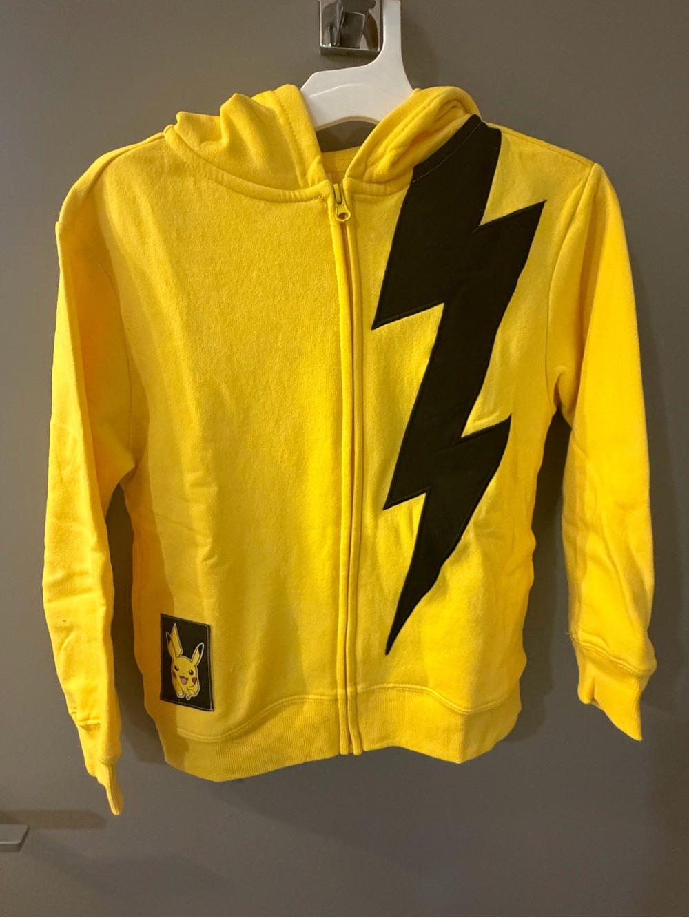 Pokemon Yellow Kids Zip-Up Super cute hood with Black Lightning Poke Ball hoodie